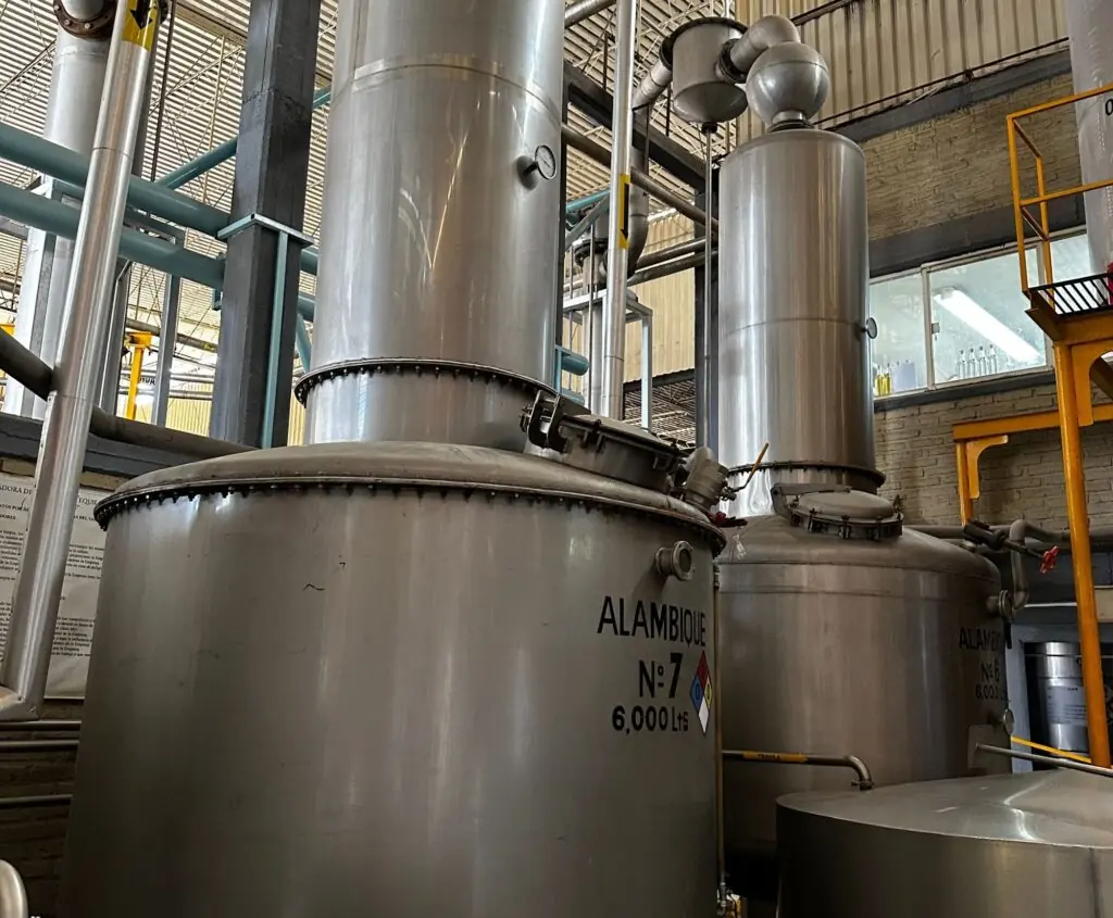 Industrial stainless-steel distillation tanks